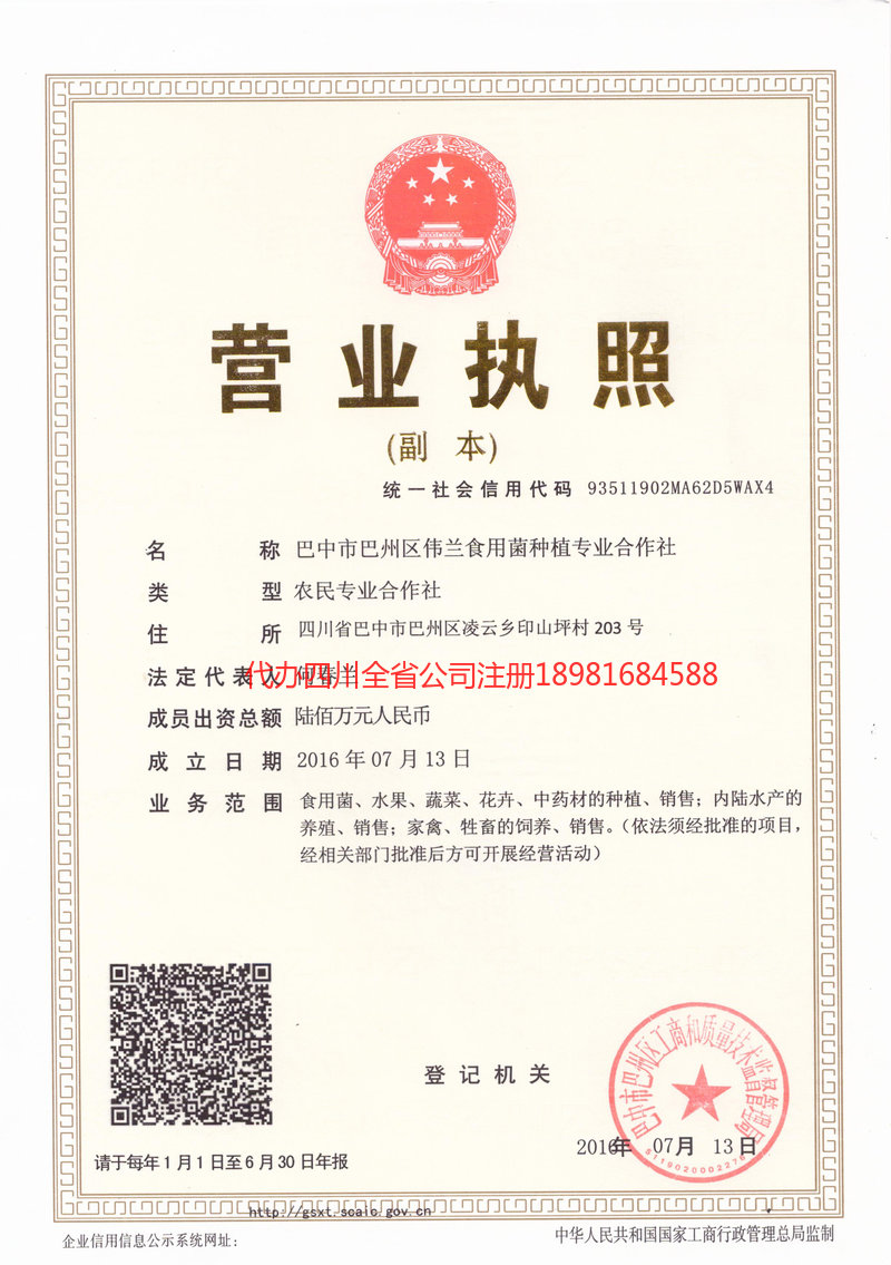 莱阳莱阳伟兰食用菌种植专业合作社